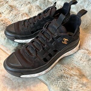 CHANEL Black and White Athletic Shoes